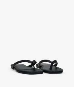 Bosanova Sandales Plates | Sandales tongs noires effet croco