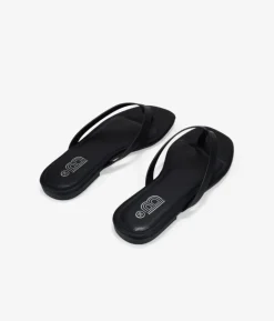 Bosanova Sandales Plates | Sandales tongs noires effet croco