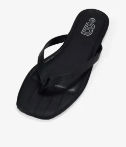 Bosanova Sandales Plates | Sandales tongs noires effet croco