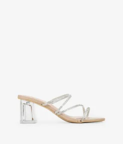 Bosanova Sandales À Talons | Chaussures De Fête | Sandales transparentes avec diamants et talon