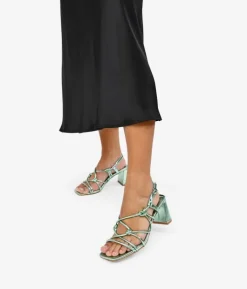 Bosanova Sandales À Talons | Chaussures De Fête | Sandales vertes à cordes