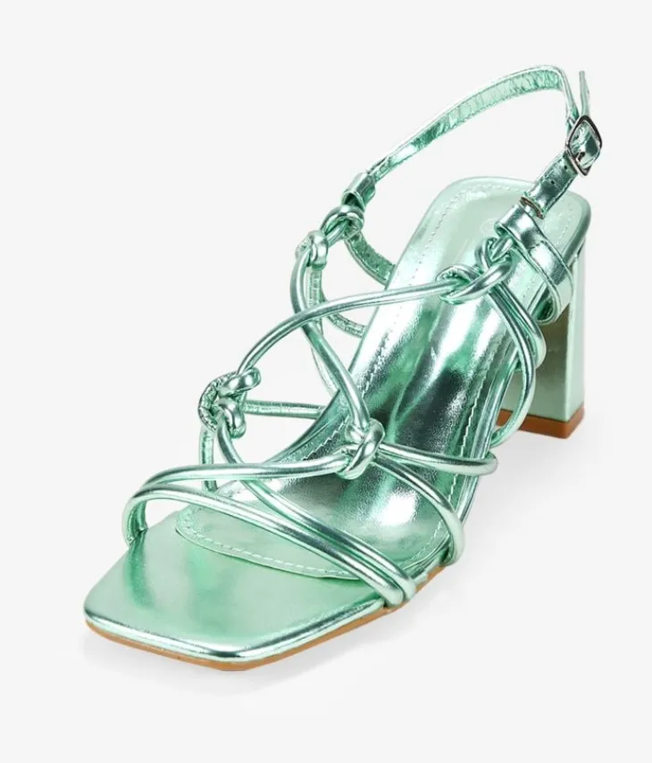 Bosanova Sandales À Talons | Chaussures De Fête | Sandales vertes à cordes