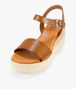 Bosanova Sandales Compensées | Chaussures En Cuir | Sandalias de cuña marrones en piel con hebilla