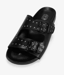 Bosanova Sandales Plates | Chaussures En Cuir | Sandalias negras en piel con tachas