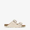 Bosanova Sandales Plates | Chaussures En Cuir | Sandalias planas beige en piel con tachuelas