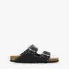 Bosanova Sandales Plates | Chaussures En Cuir | Sandalias planas negras en piel con tachuelas