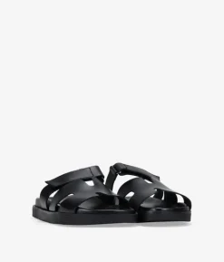 Bosanova Sandales Plates | Chaussures En Cuir | Sandalias planas negras en piel