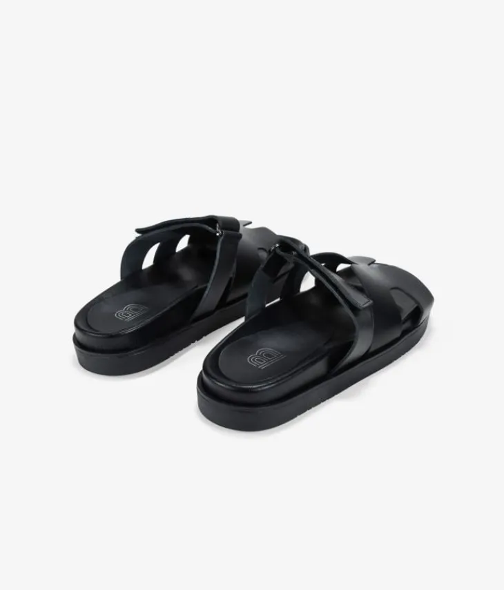 Bosanova Sandales Plates | Chaussures En Cuir | Sandalias planas negras en piel