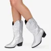 Bosanova Bottes À Talons | Bottes Cowboy | Santiags argentées avec broderie