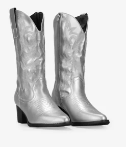 Bosanova Bottes À Talons | Bottes Cowboy | Santiags argentées avec broderie
