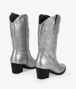 Bosanova Bottes À Talons | Bottes Cowboy | Santiags argentées avec broderie