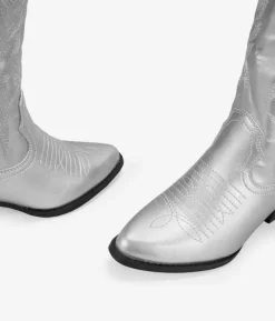 Bosanova Bottes À Talons | Bottes Cowboy | Santiags argentées avec broderie
