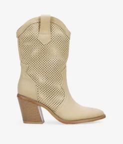 Bosanova Bottes À Talons | Bottes Cowboy | Santiags beiges ajourées