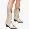 Bosanova Bottes À Talons | Bottes Cowboy | Santiags dorées avec broderie