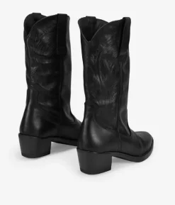 Bosanova Bottes Cowboy | Chaussures En Cuir | Santiags en cuir noir avec gravure