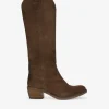 Bosanova Bottes Hautes | Bottes Cowboy | Santiags hautes en vison en cuir suédé lisse