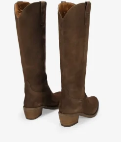 Bosanova Bottes Hautes | Bottes Cowboy | Santiags hautes en vison en cuir suédé lisse