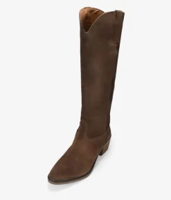 Bosanova Bottes Hautes | Bottes Cowboy | Santiags hautes en vison en cuir suédé lisse