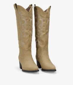 Bosanova Bottes Hautes | Bottes Cowboy | Santiags hautes sable avec broderie et talon