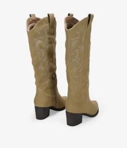 Bosanova Bottes Hautes | Bottes Cowboy | Santiags hautes sable avec broderie et talon