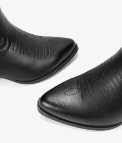 Bosanova Bottes Hautes | Bottes Cowboy | Santiags noires avec broderie
