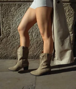 Bosanova Bottes Cowboy | Santiags taupe avec broderie