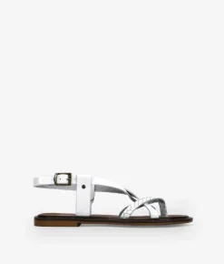 Bosanova Sandales Plates | Chaussures En Cuir | Tongs en cuir blanc