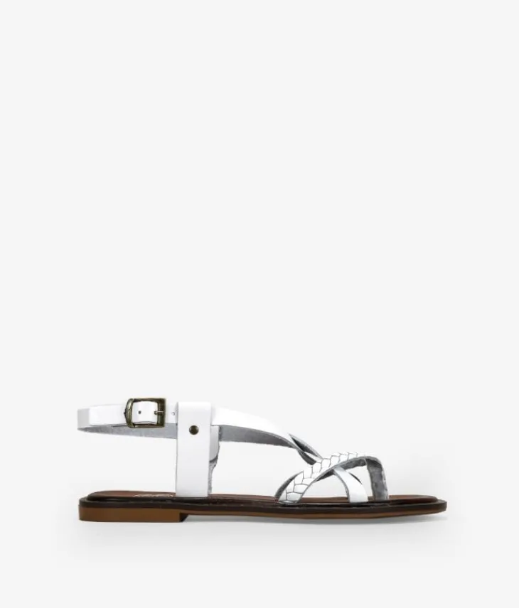 Bosanova Sandales Plates | Chaussures En Cuir | Tongs en cuir blanc