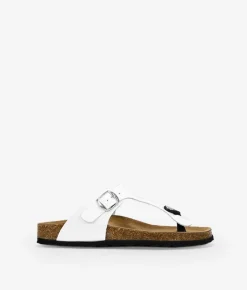 Bosanova Sandales Plates | Chaussures En Cuir | Tongs en cuir blanc