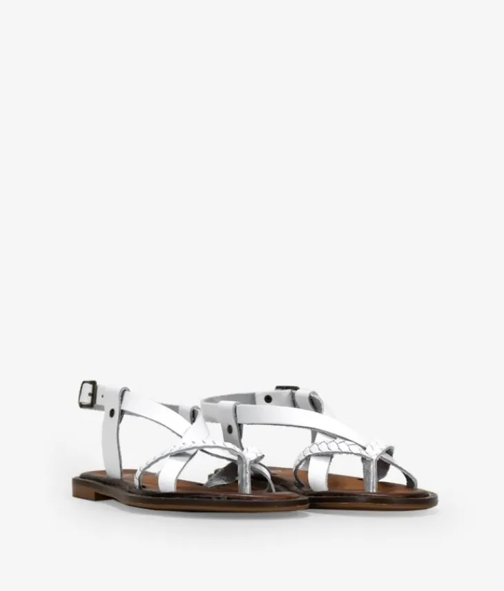 Bosanova Sandales Plates | Chaussures En Cuir | Tongs en cuir blanc