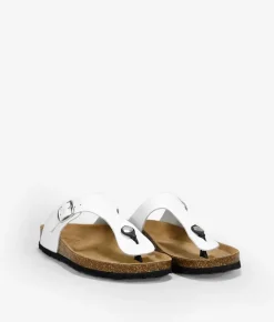 Bosanova Sandales Plates | Chaussures En Cuir | Tongs en cuir blanc