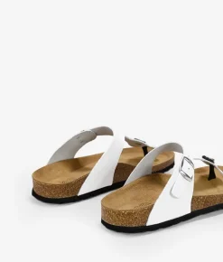 Bosanova Sandales Plates | Chaussures En Cuir | Tongs en cuir blanc
