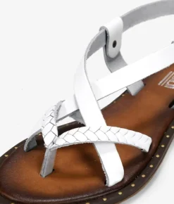 Bosanova Sandales Plates | Chaussures En Cuir | Tongs en cuir blanc