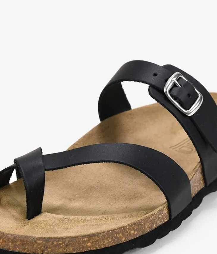 Bosanova Sandales Plates | Chaussures En Cuir | Tongs en cuir noir