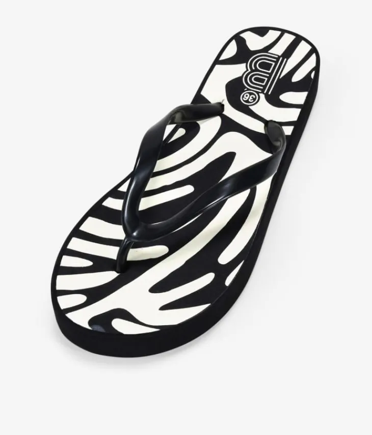 Bosanova Sandales Plates | Tongs | Tongs zébrées noires