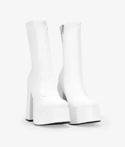 Bosanova Bottes À Talons | Bottes De Plateforme | White ankle boots with XXL heel